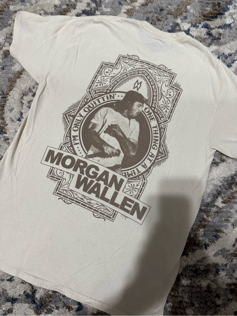 Morgan Wallen Graphic Short Sleeve Tee — Cream with Brown Print